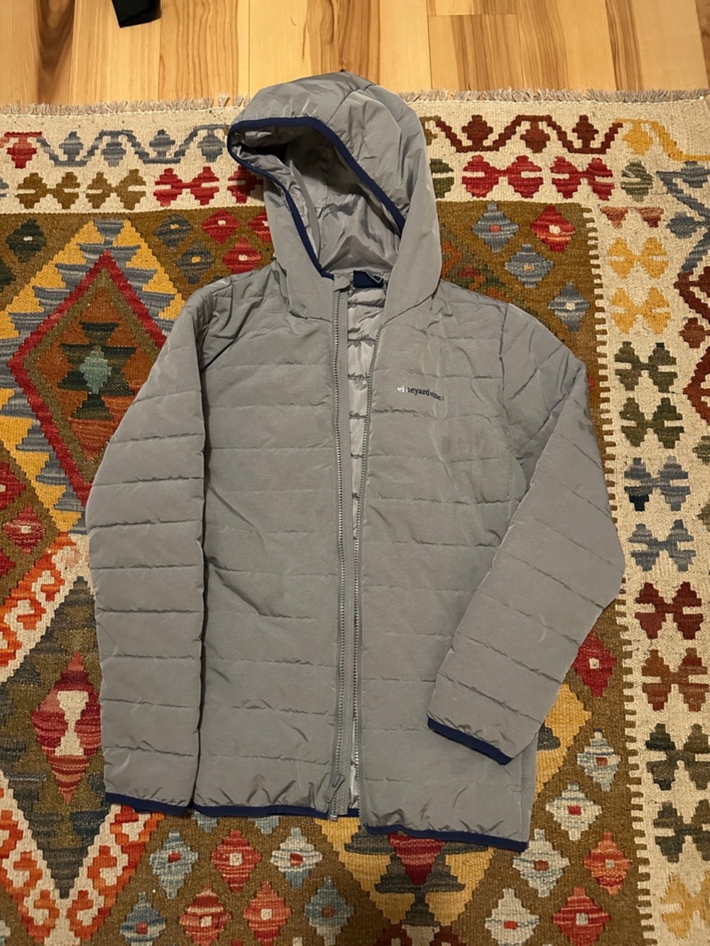 Vineyard Vines Light Gray Hooded Puffer Jacket